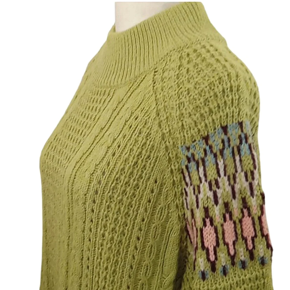 Sundance Olive Green Wool Blend Cable Kni Sweater Size Small